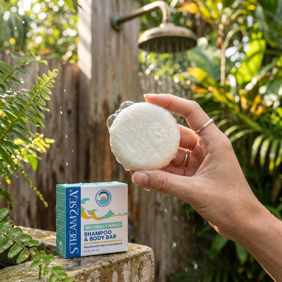 Stream2Sea Naturally Naked Shampoo & Body Bar – Fragrance-Free for Sensitive Skin & Scalp