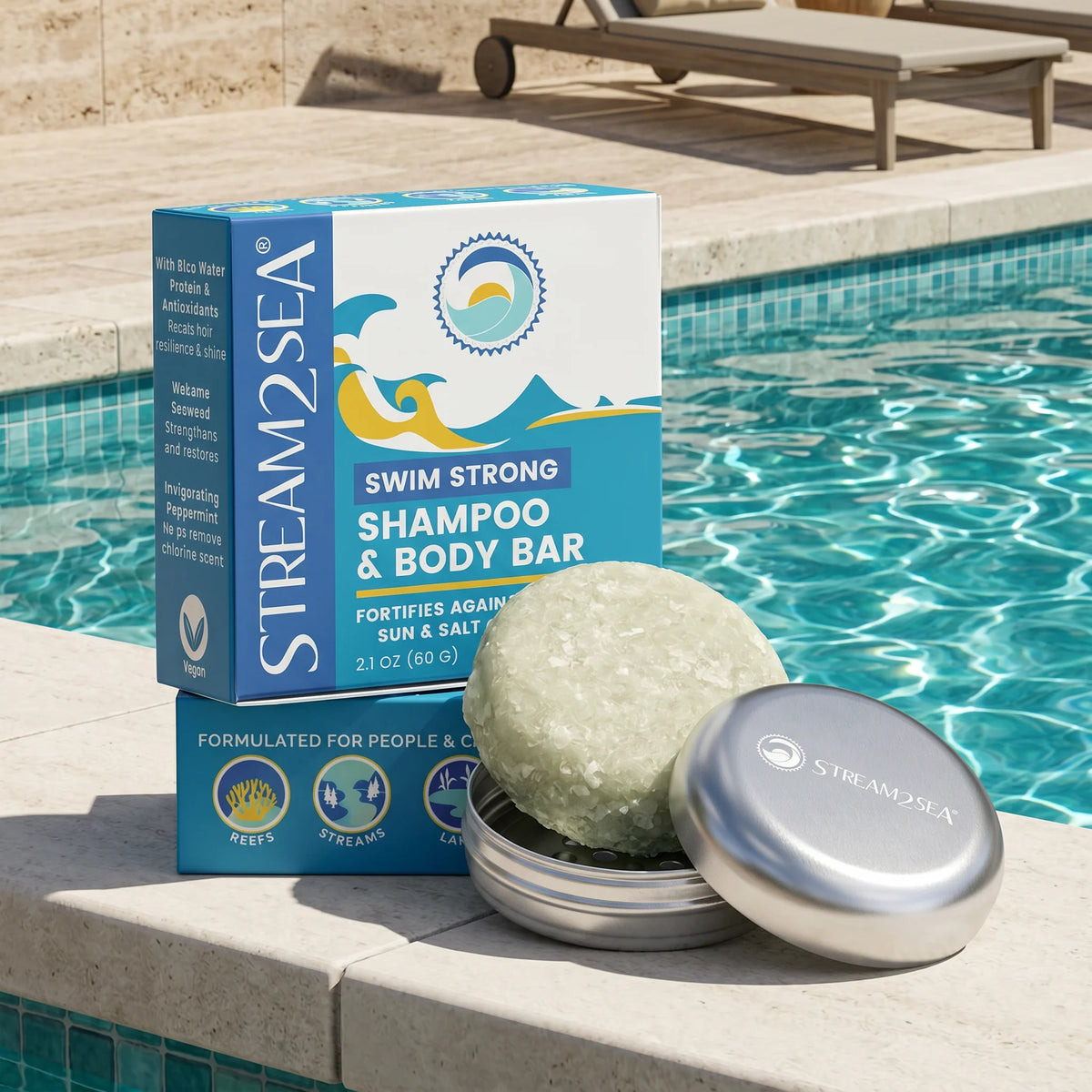 Stream2Sea Swim Strong Shampoo & Body Bar – For Swimmers & Divers
